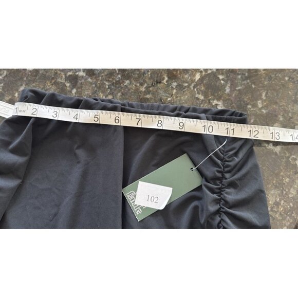 Womens Black Ruffle Skirt Side Slit Elastic Waist Maxi Midi Sz XS Gothic Witchy - Picture 9 of 11